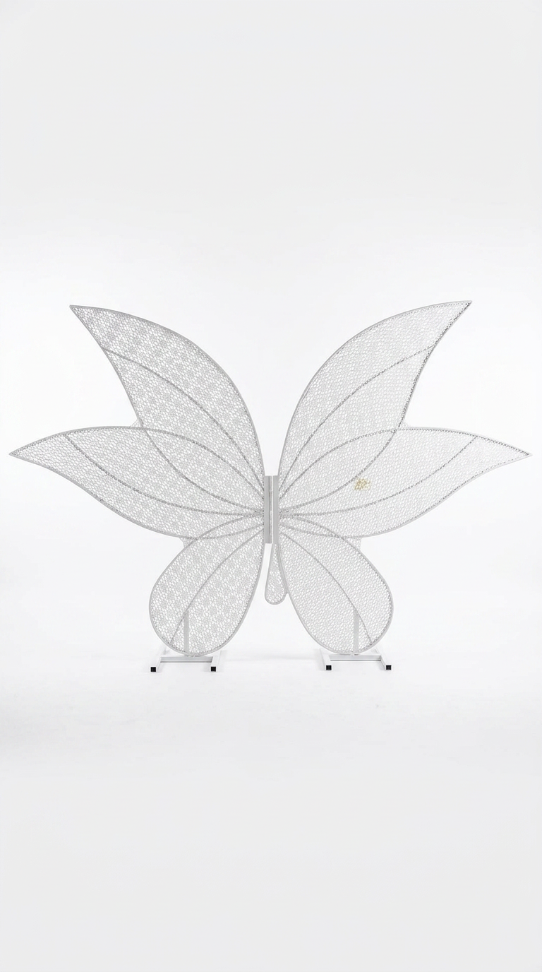 White Iron Butterfly Screen Backdrop