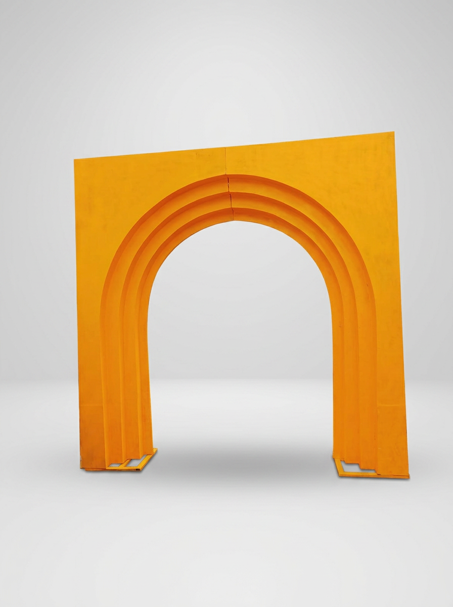 Mustard Panelled Arch Wooden Gate