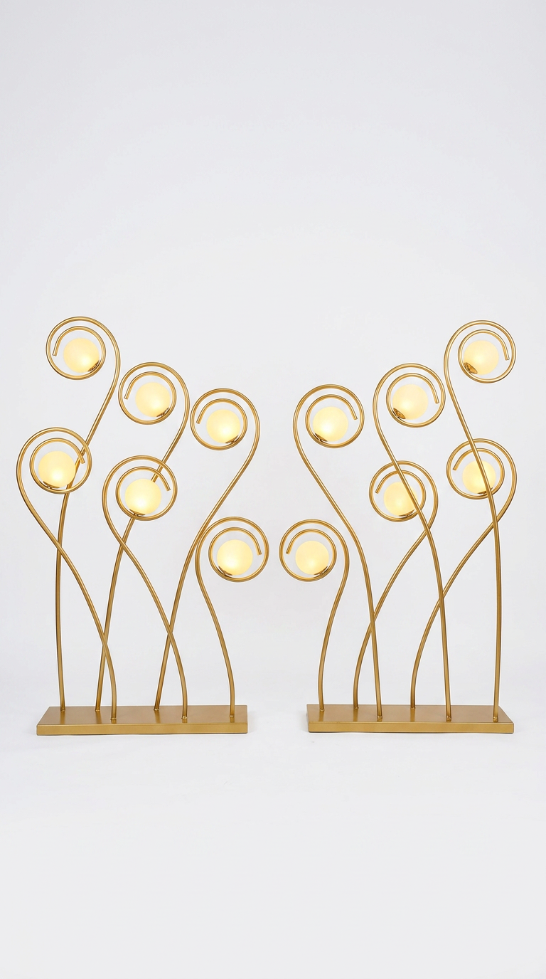 Golden Spiral LED Backdrop Pair