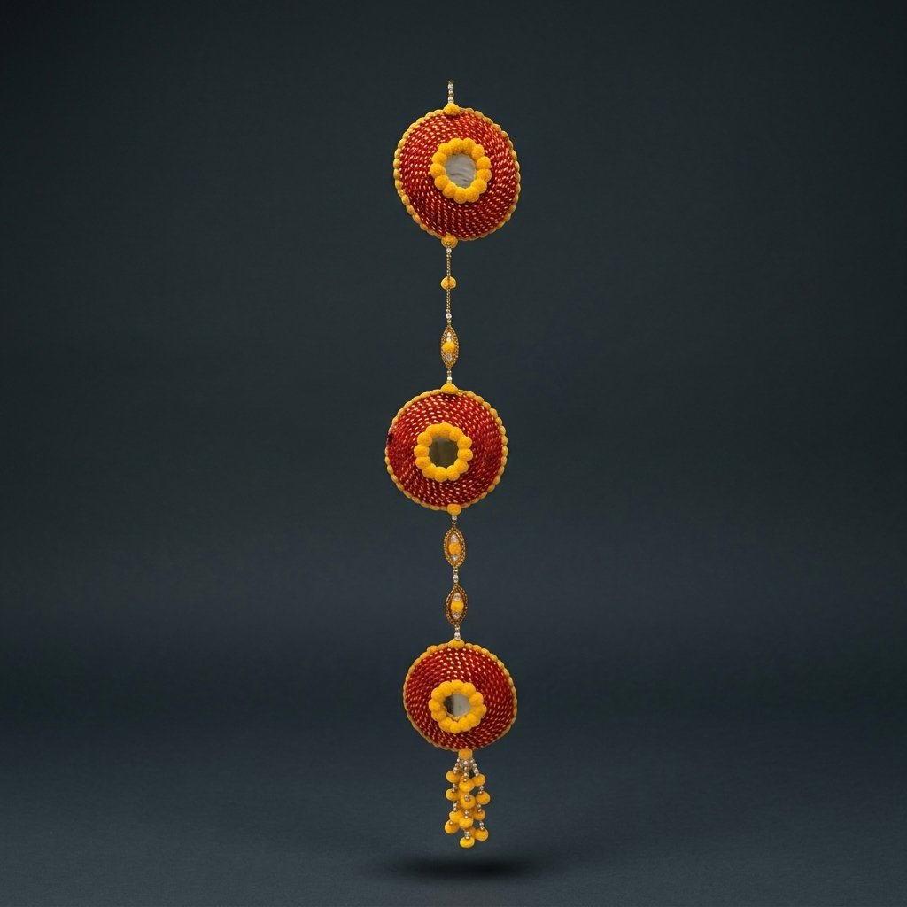 Mirror Pom-Pom Wall Hanging