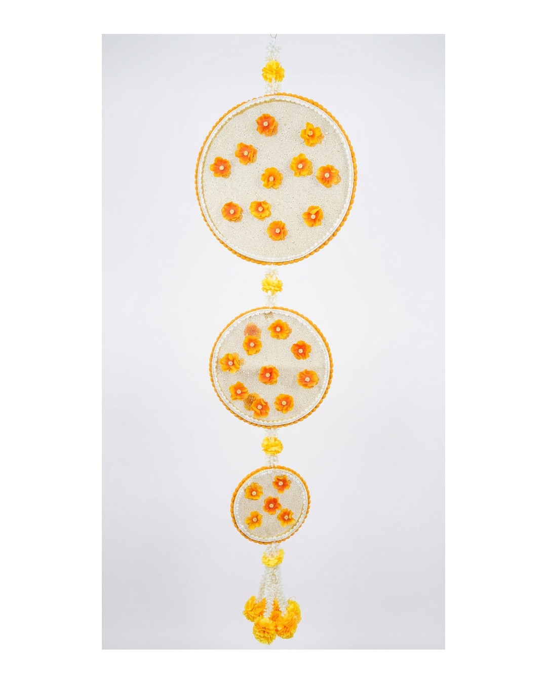 Orange Triple Disc Floral Hanging