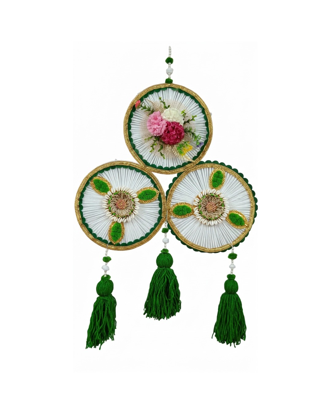 Green White Triple Ring Floral