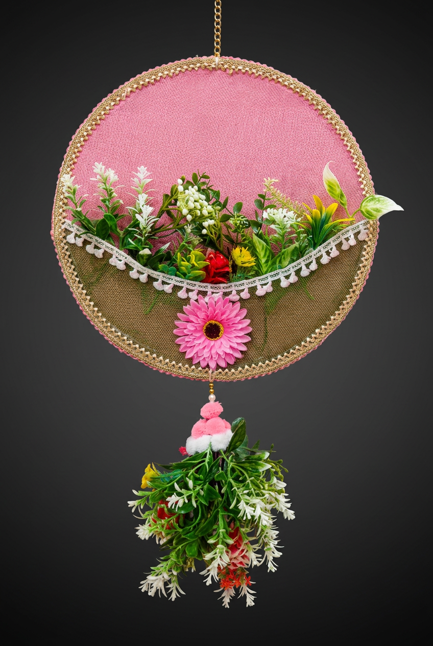 Bloom Pocket Hoop in Blush & Jute