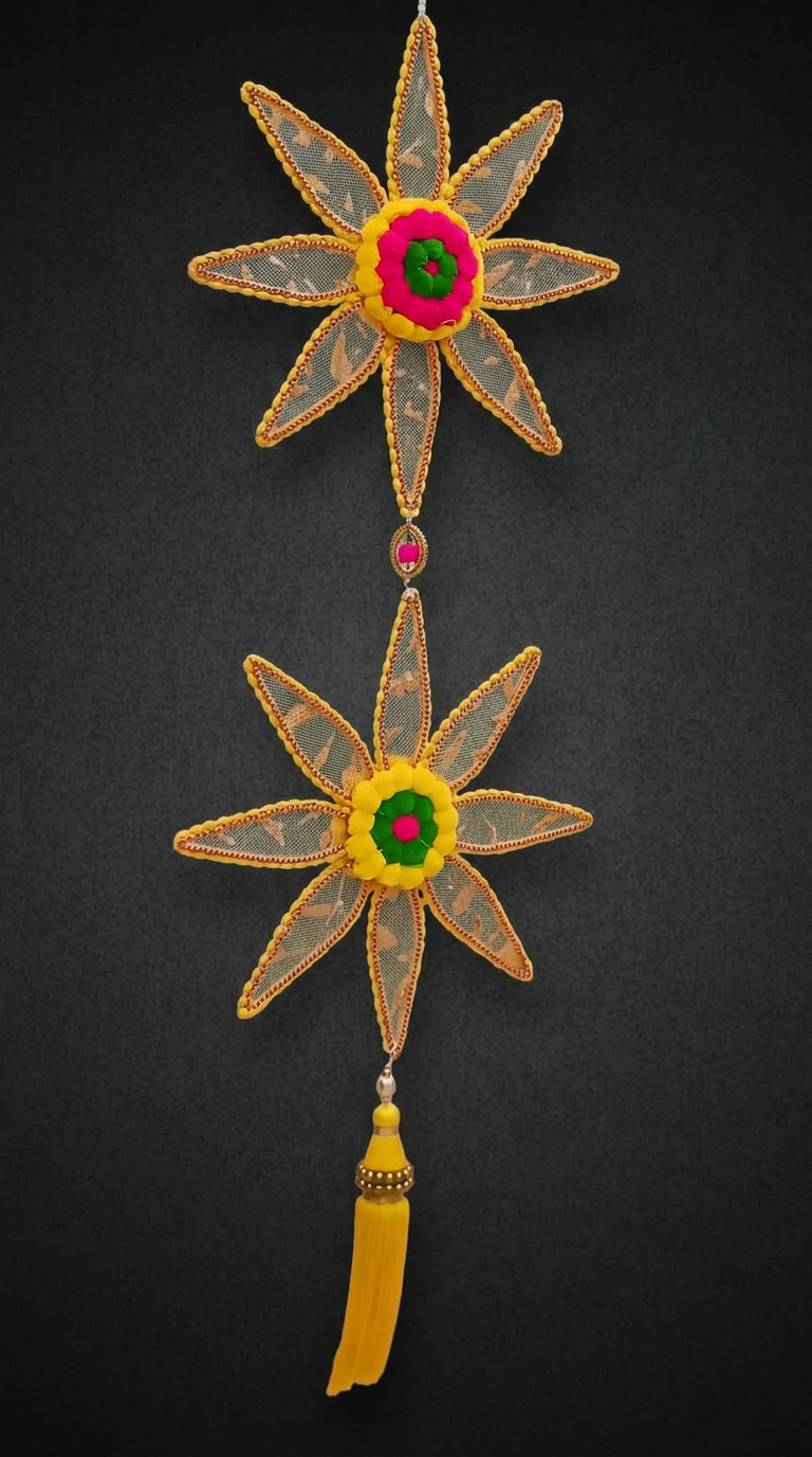 Star Petal Latkan in Marigold & Fuchsia