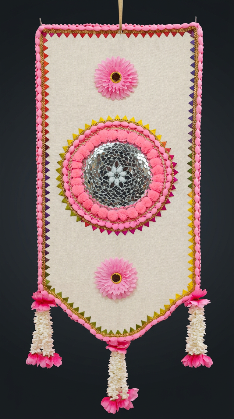 Pink Mirror Banner in Blush, Ivory & Silver