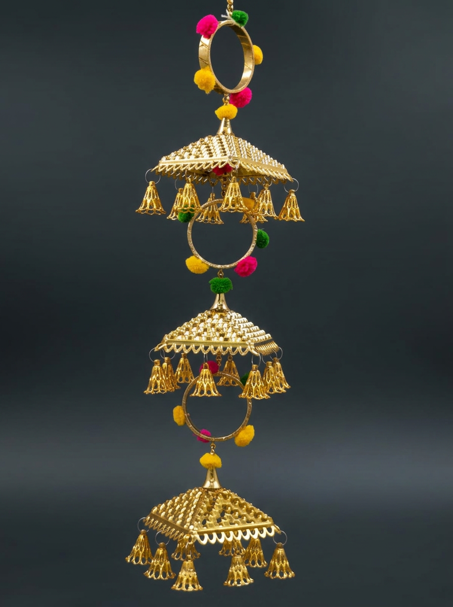 Gold Umbrella Jhoomar in Metallic Gold