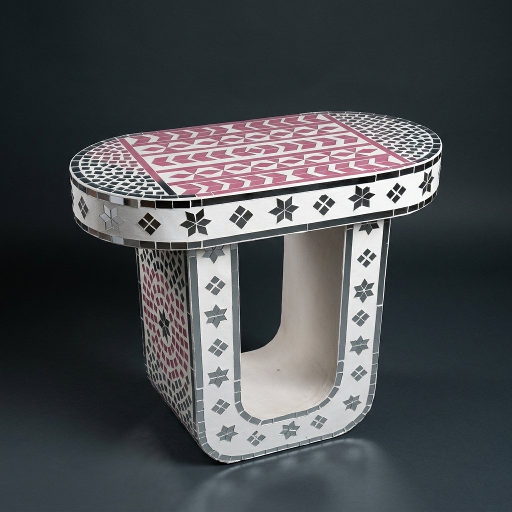Mosaic U-Shaped Side Table