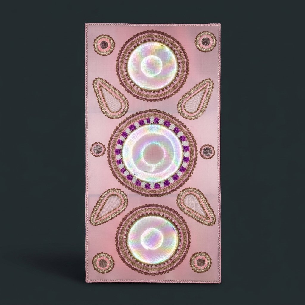 Embroidered Pink Wall Panel