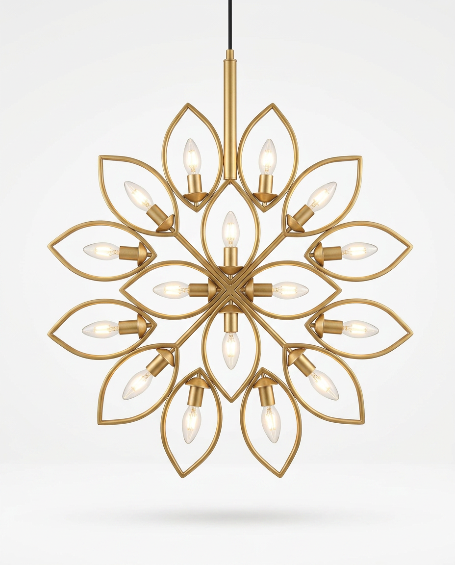 Golden Petal Burst Chandelier