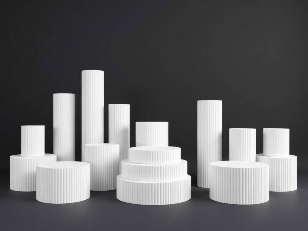 Fluted Display Plinths in Matte White