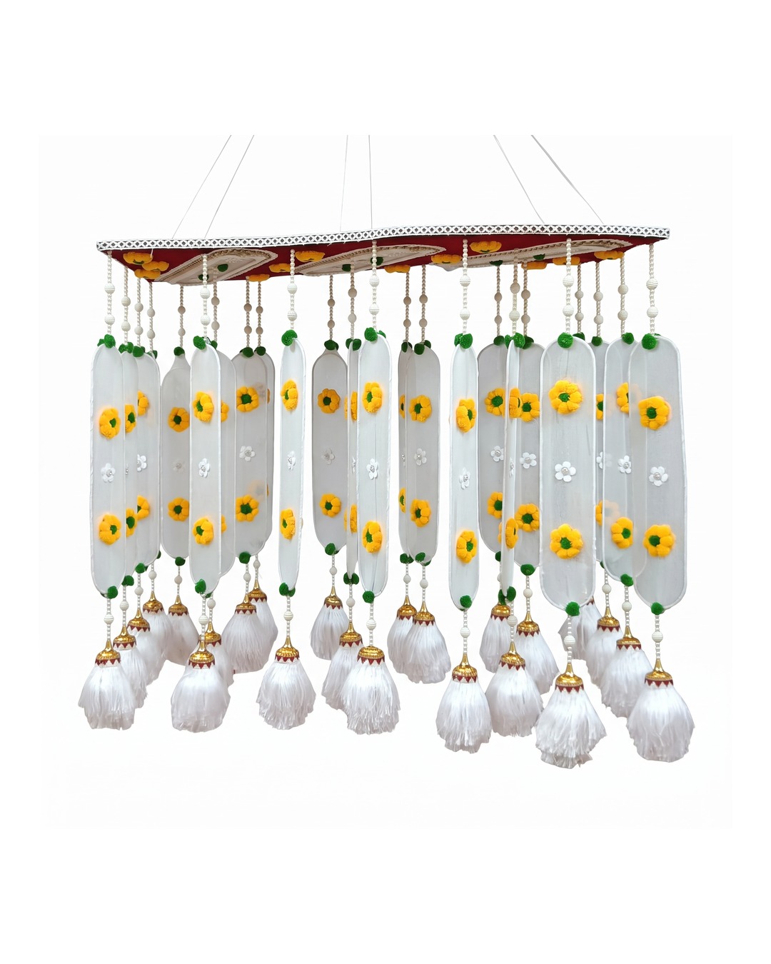 Marigold White Tassel Valance