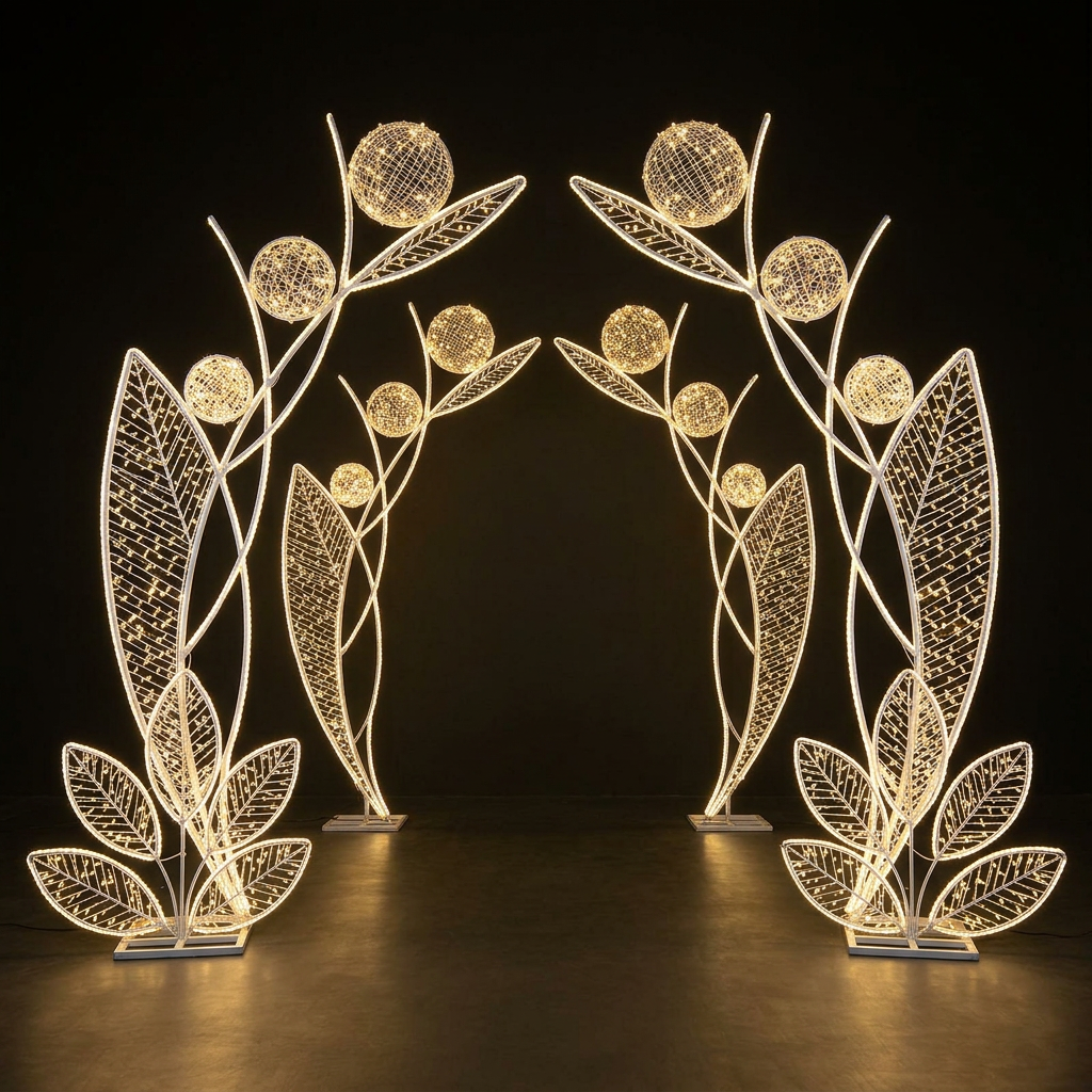 LED Floral Ball Entryway Arch Pair