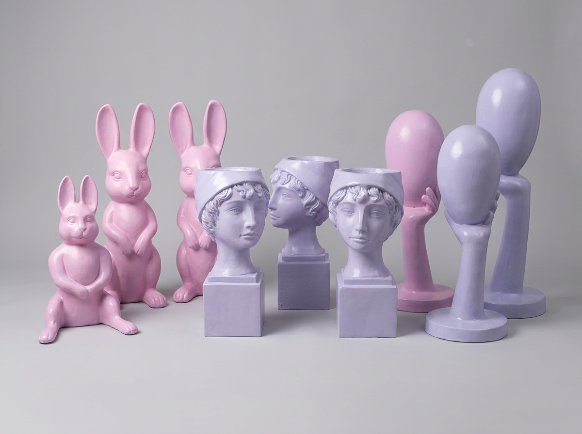 Pastel Sculpture Set in Pink & Lilac