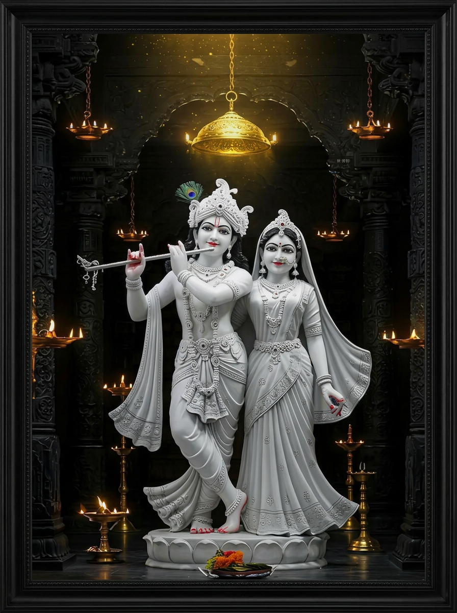 Radha Krishna Temple Frame Panel