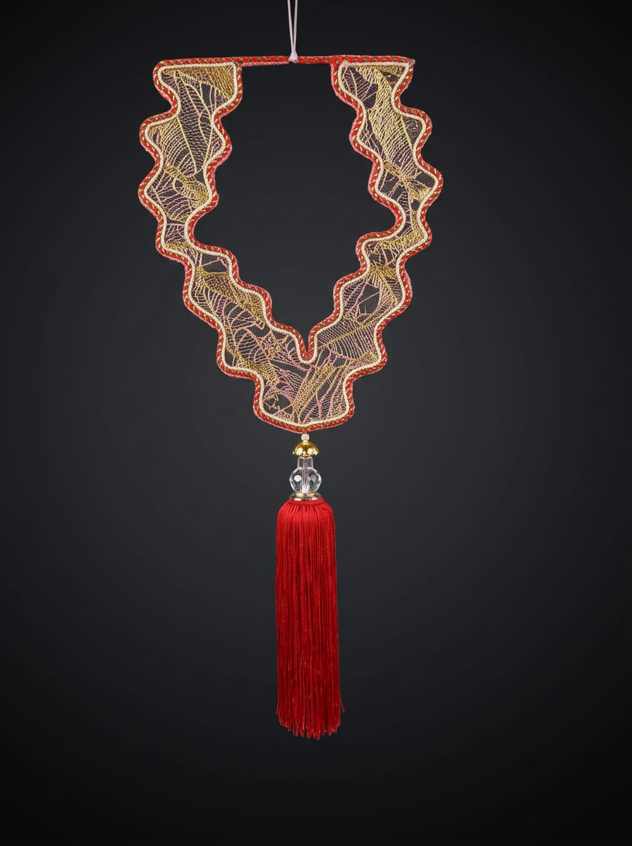 Zigzag Toran Tassel in Crimson & Gold