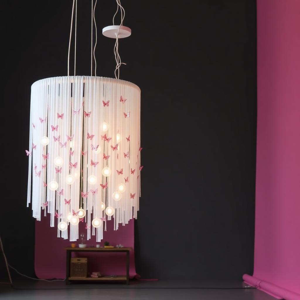 Butterfly Veil Chandelier in Pearl White & Blush