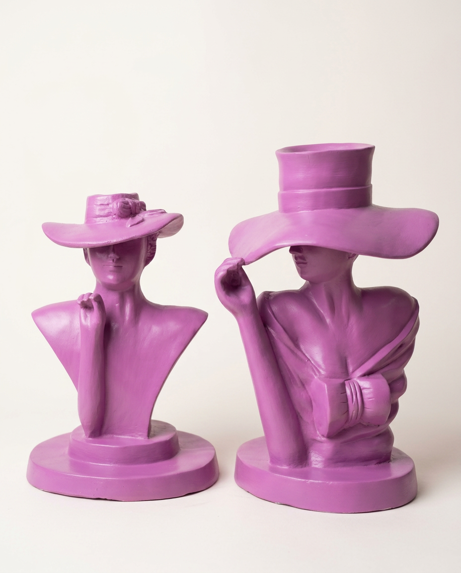 Orchid Lady-With-Hat Bust Pair — MD 1041