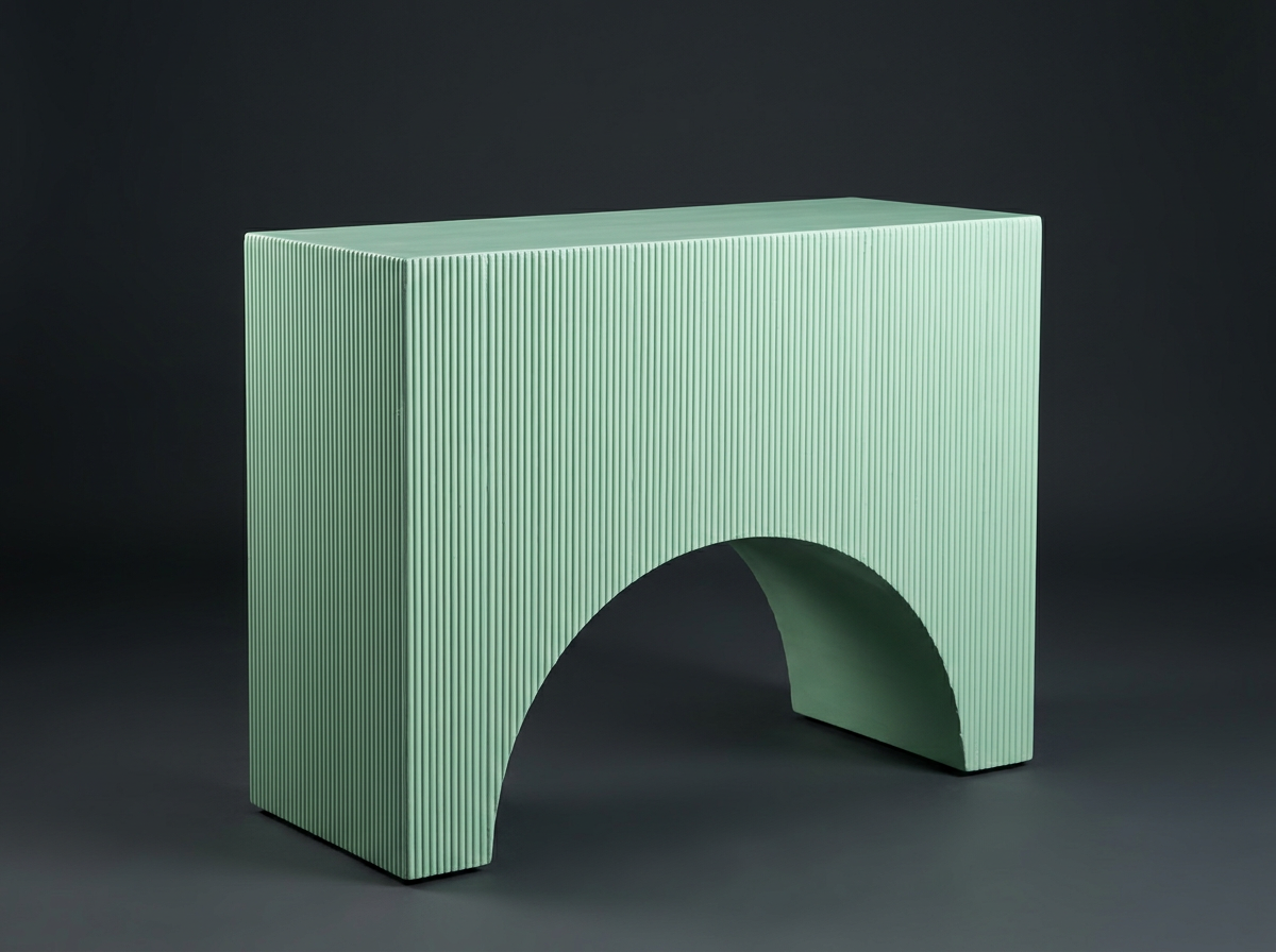 Fluted Arch Console in Mint Green