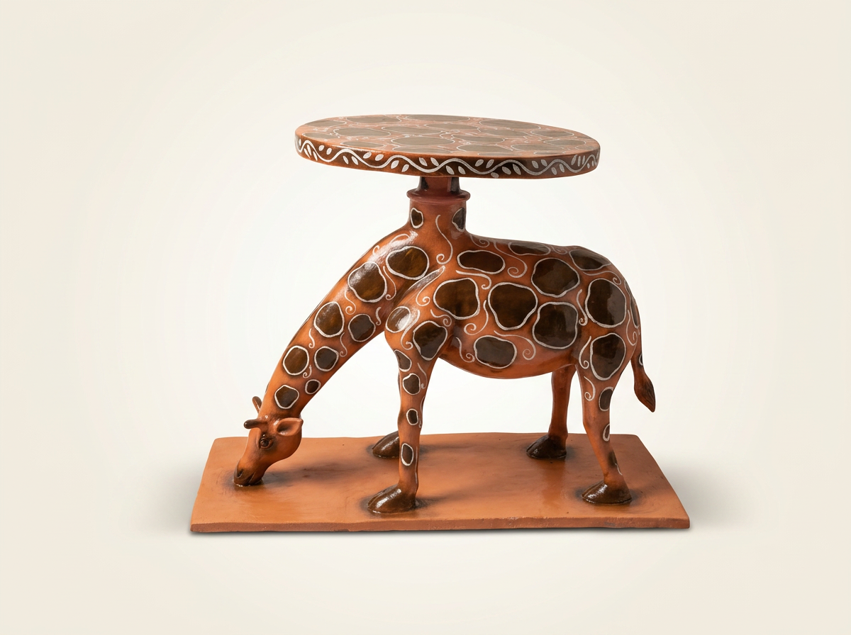 Giraffe Console Table in Terracotta Folk