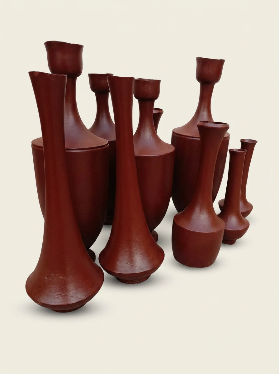 Deep Red Terracotta Pillar Cluster