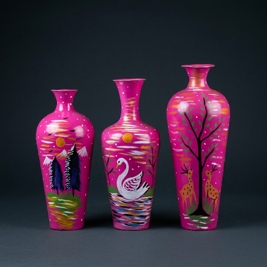 Hand-Painted Pink Vases