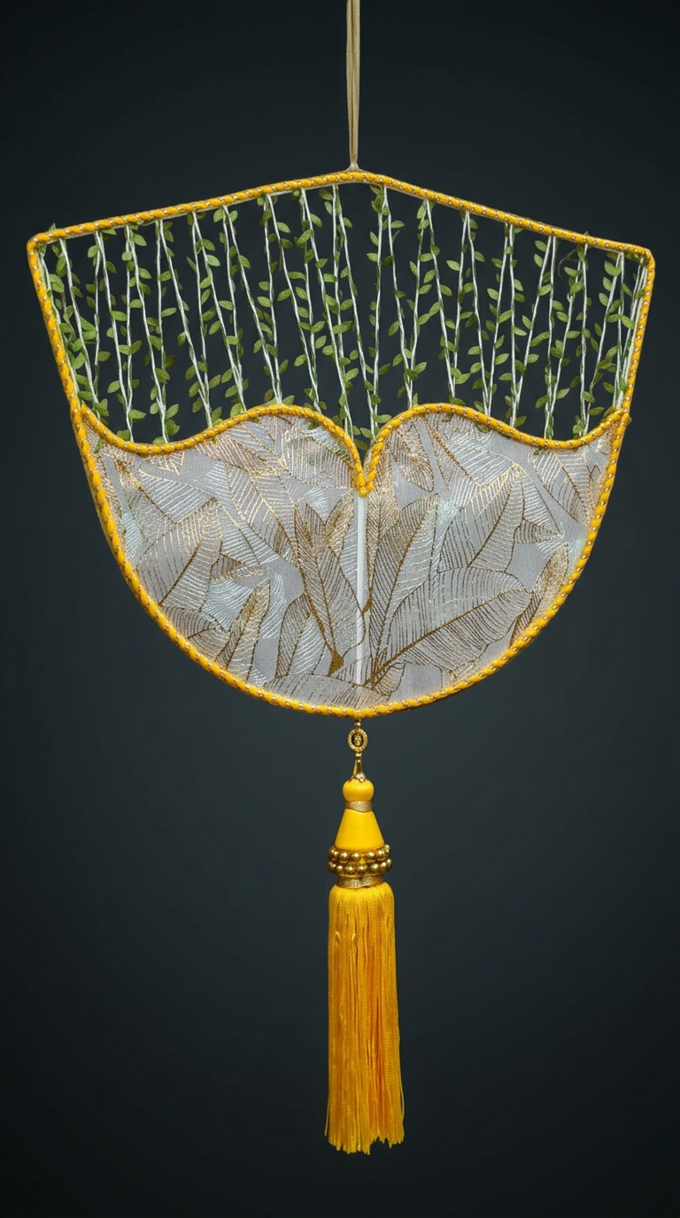 Vine Fan Hanging in Lemon & Ivory