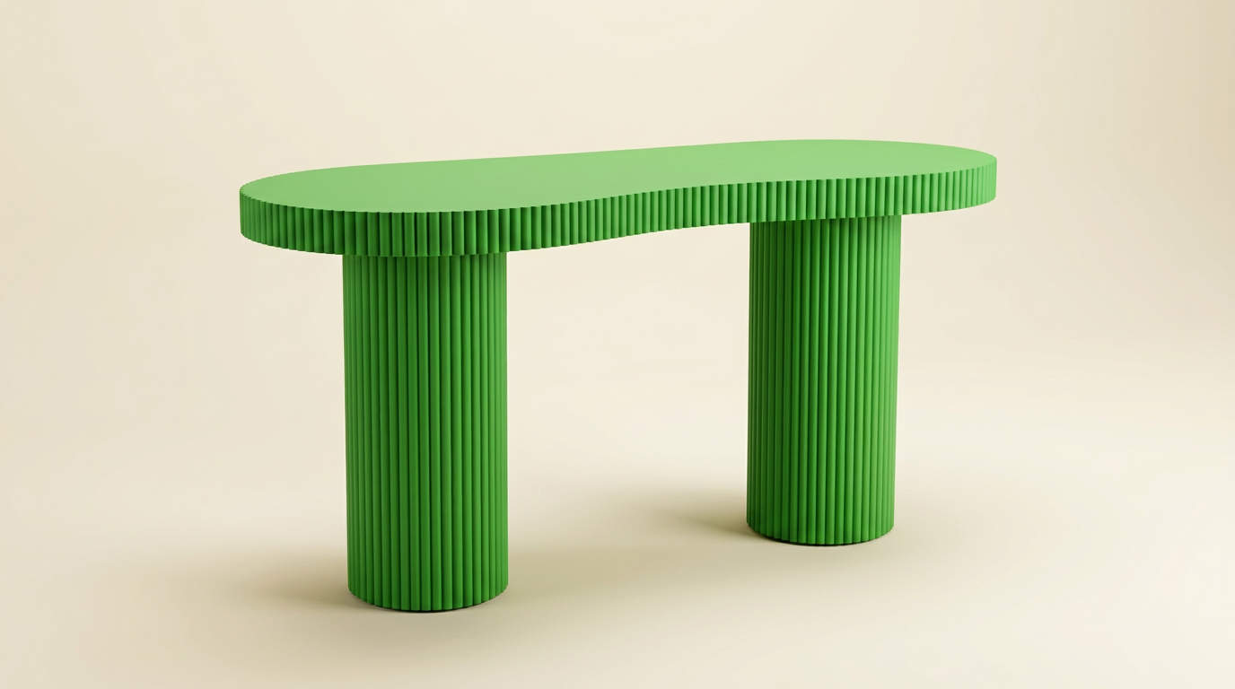 Fluted Cloud Console in Leaf Green