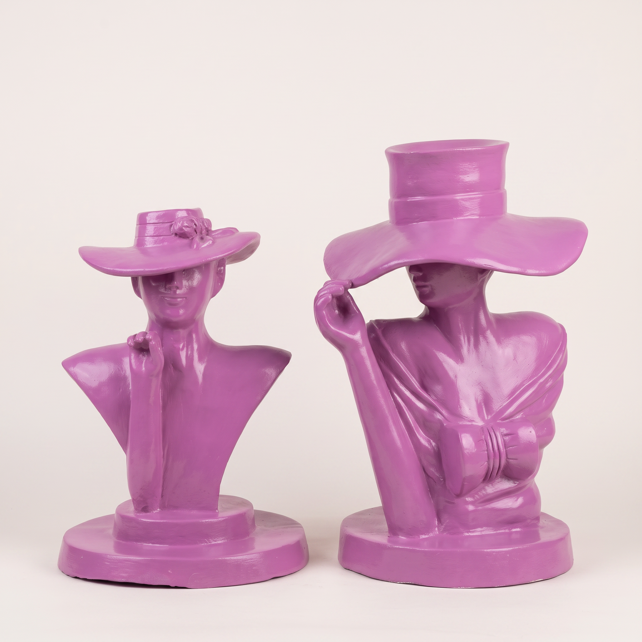 Purple Lady-With-Hat Face Bust Pair — MD 1041