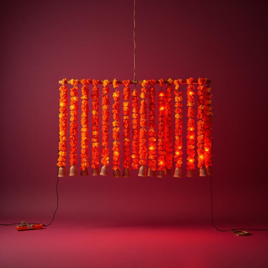Marigold Garland Installation in Saffron & Amber