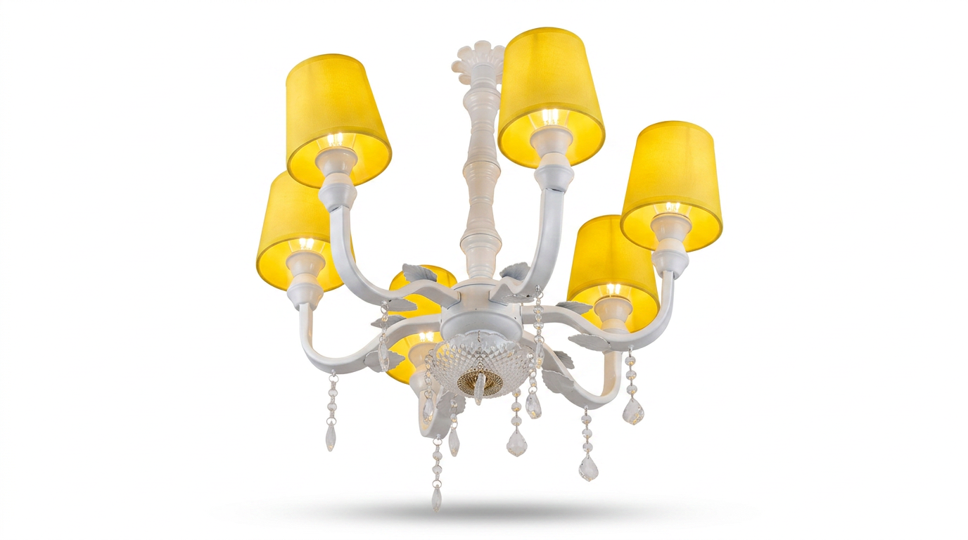 Six-Arm Yellow Shade Chandelier