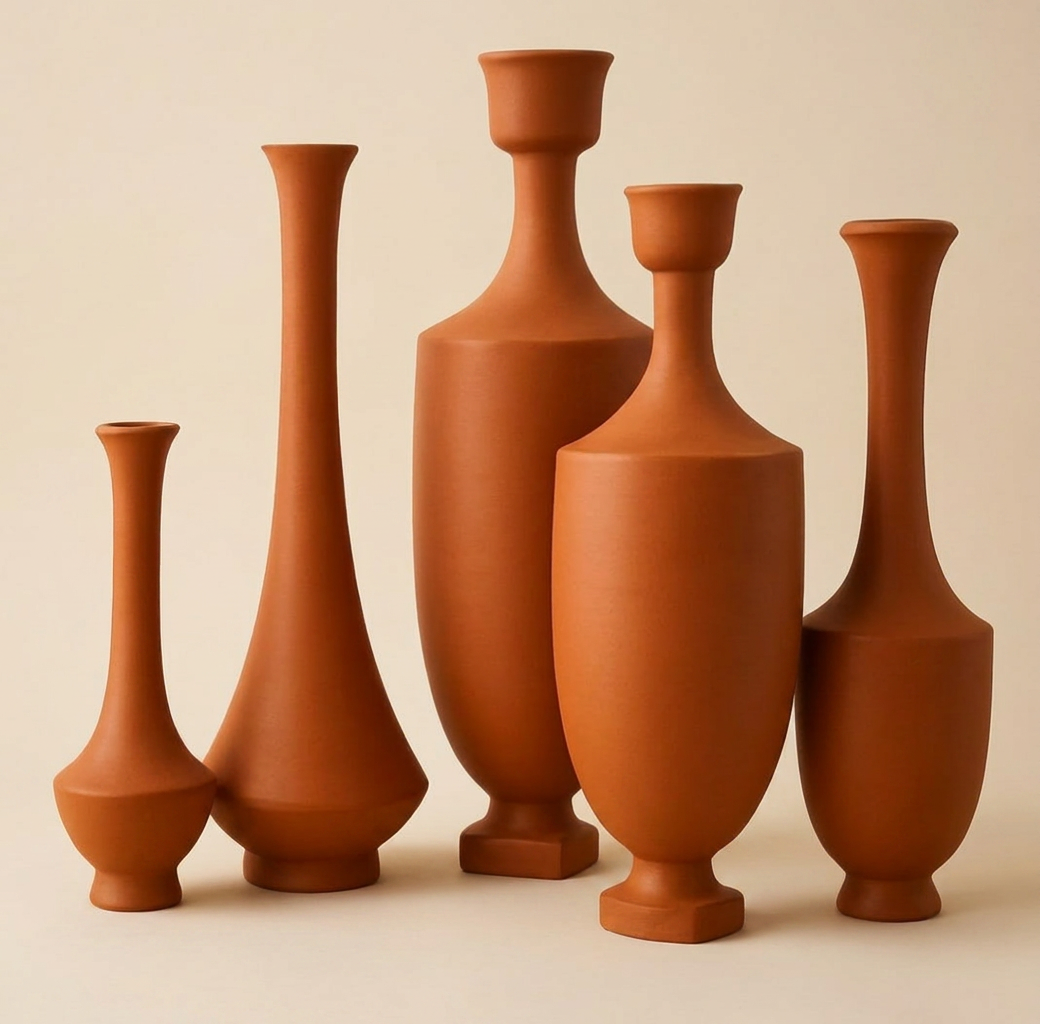 Terracotta Slim Vases Studio