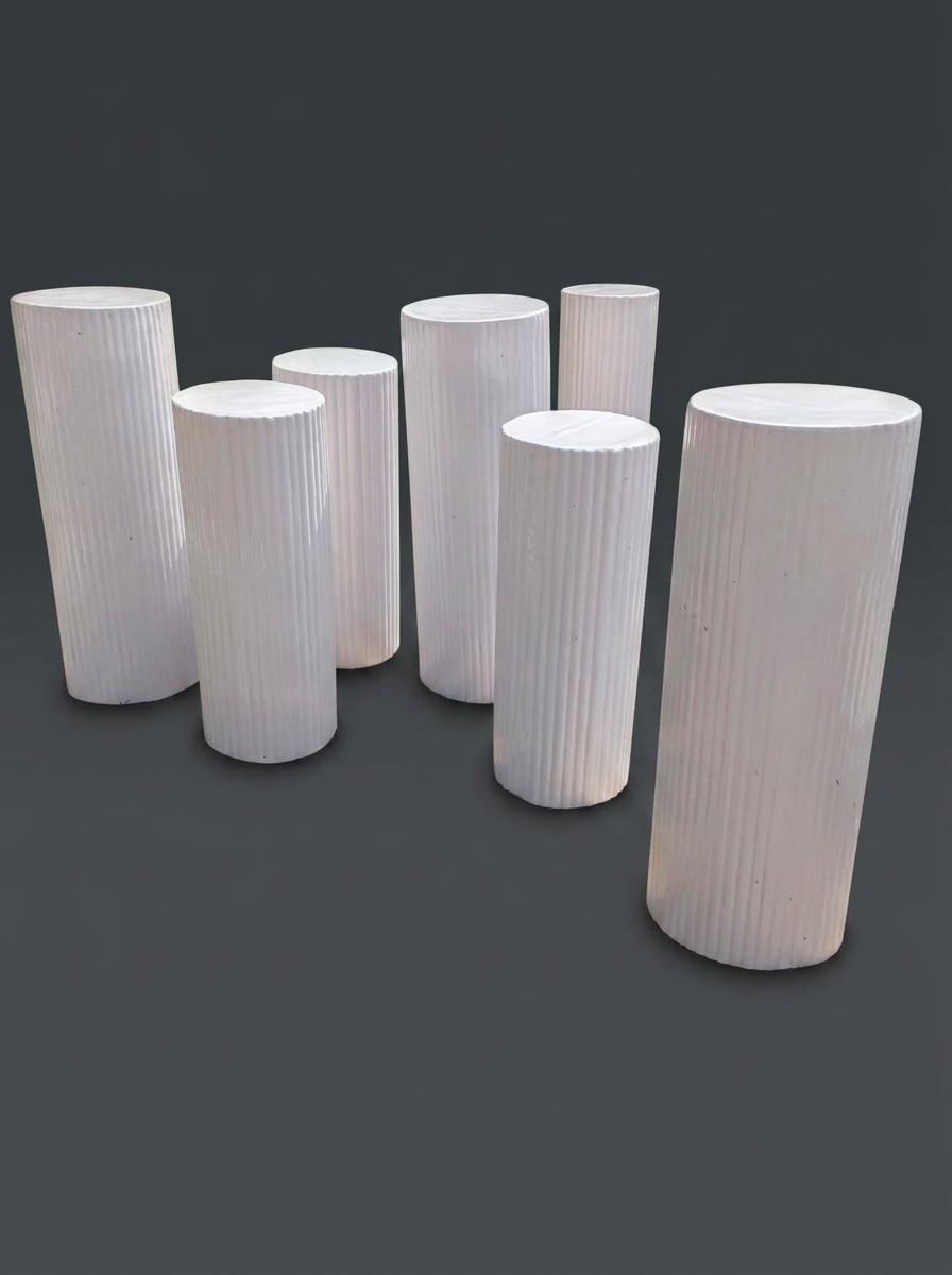 White Fluted Cylinder Pedestal Set