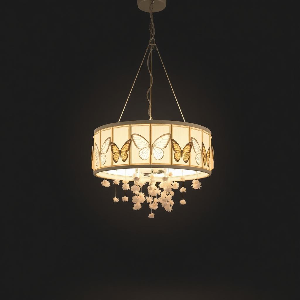 Butterfly Panel Chandelier in Ivory & Gold