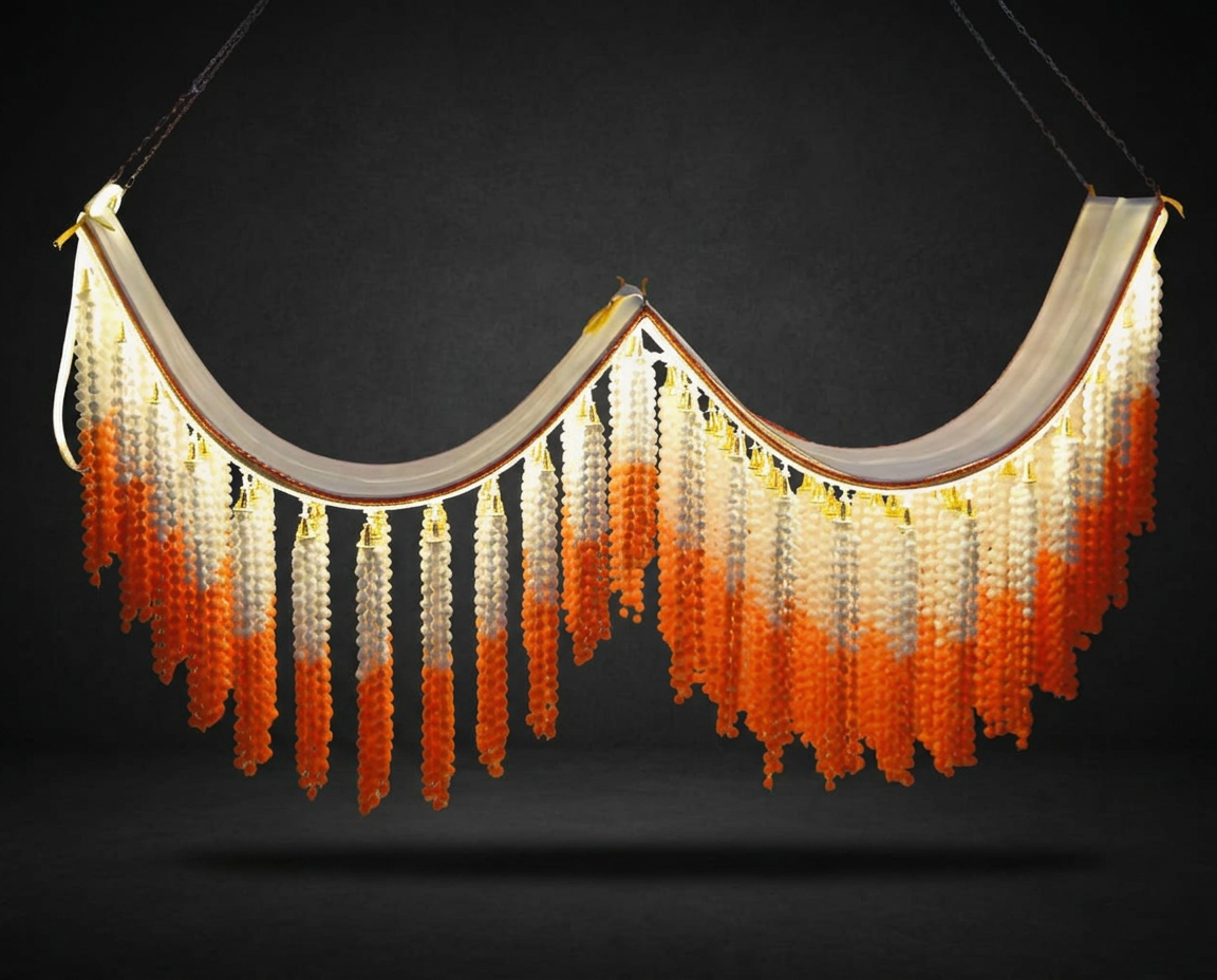 Marigold Swag Curtain in Saffron & Ivory