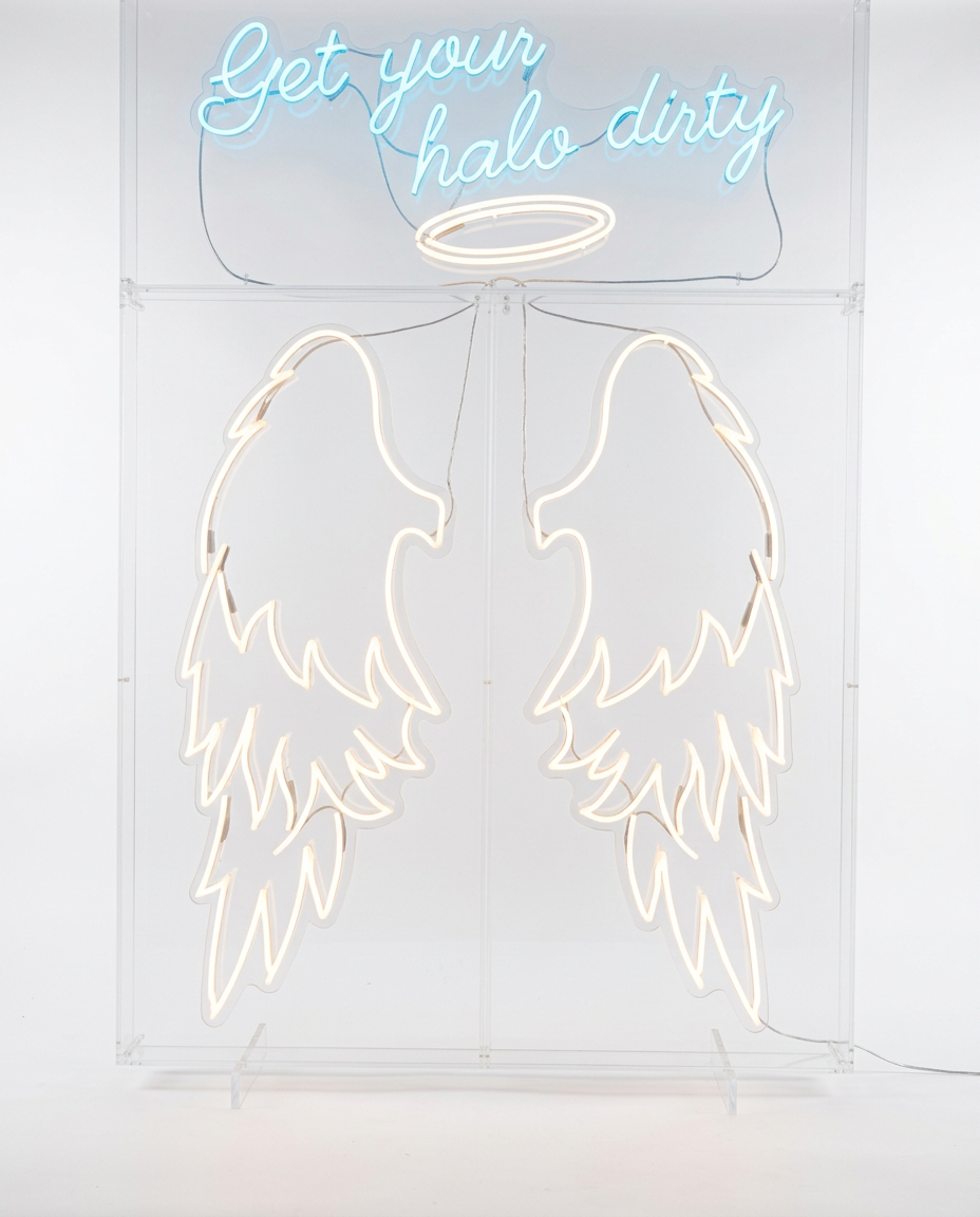 Neon Angel Wings Photo Backdrop