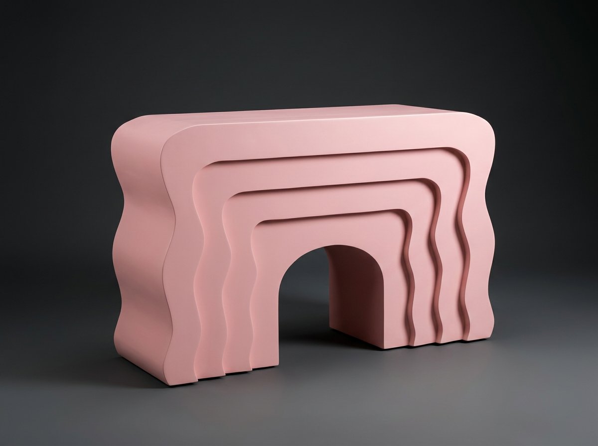 Wave Arch Console in Blush Pink