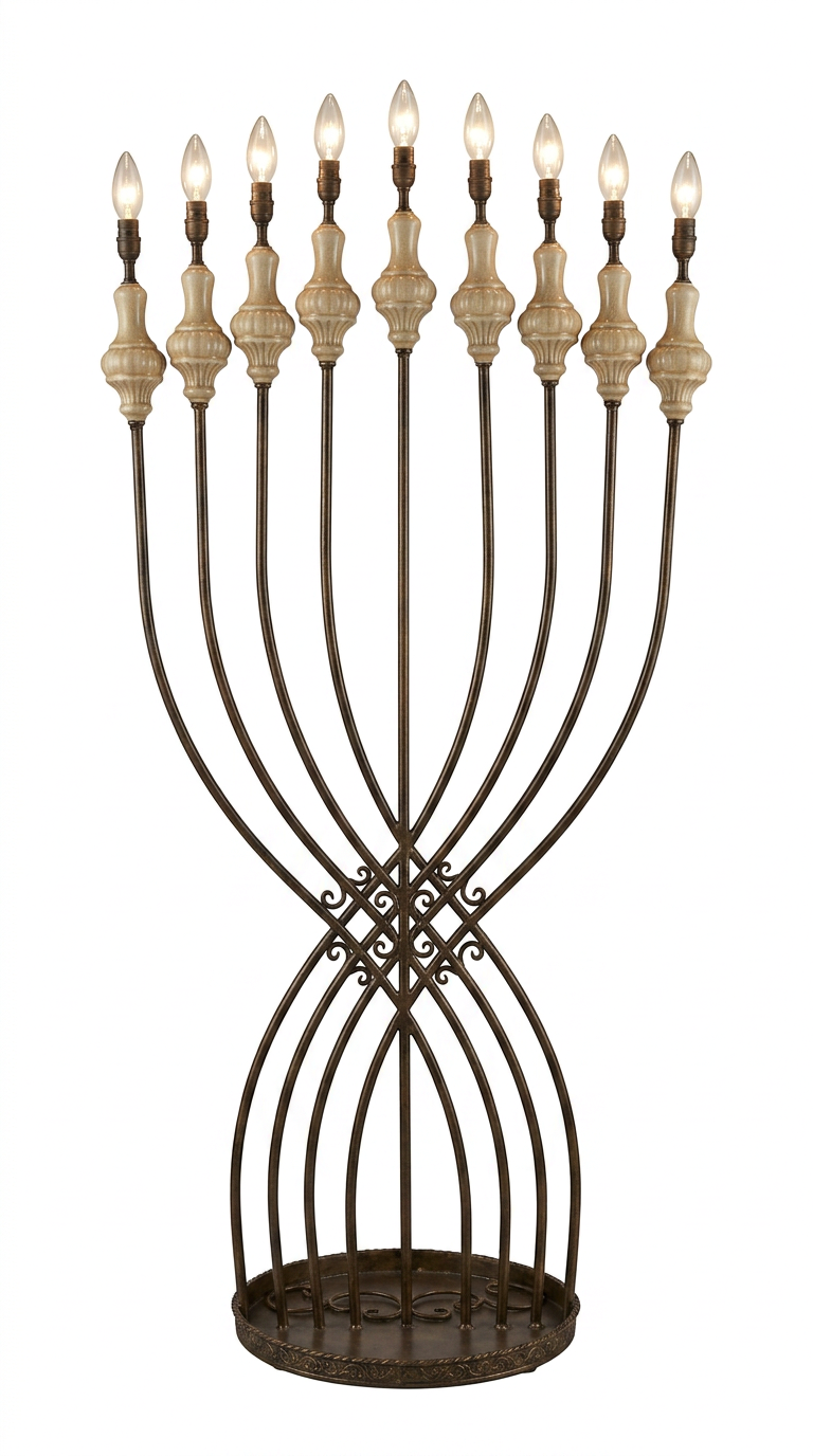 Antique Bronze 9-Arm Iron Candelabra