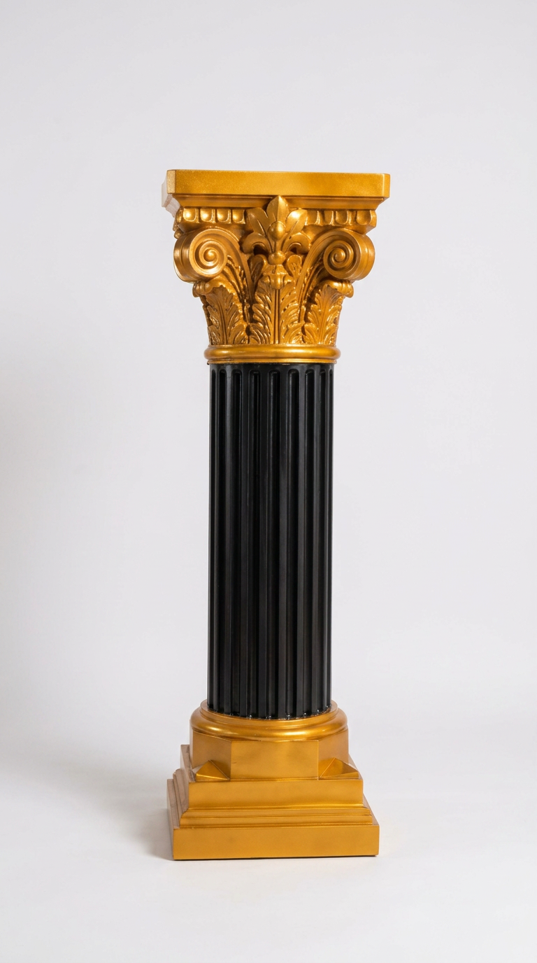 Black & Gold Corinthian Pillar Pedestal