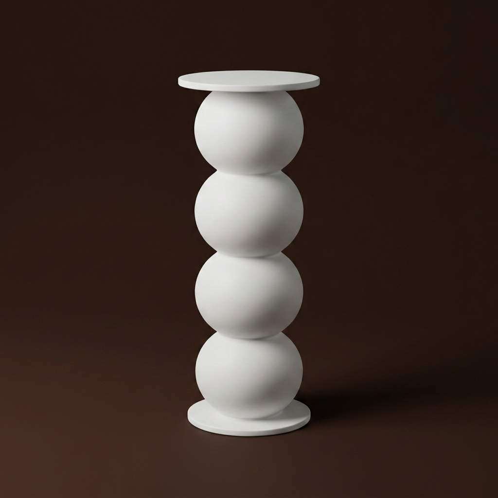 Sphere Pedestal Table in Matte White