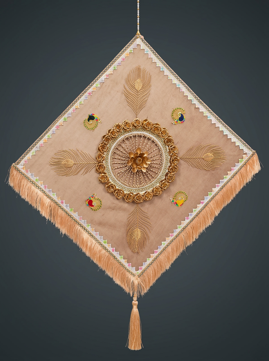 Peacock Diamond Panel in Sand & Gold