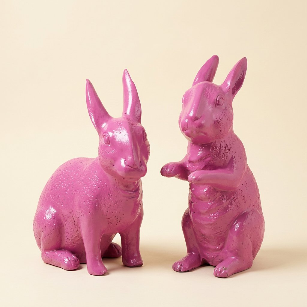 Pink Rabbit Figurine Set