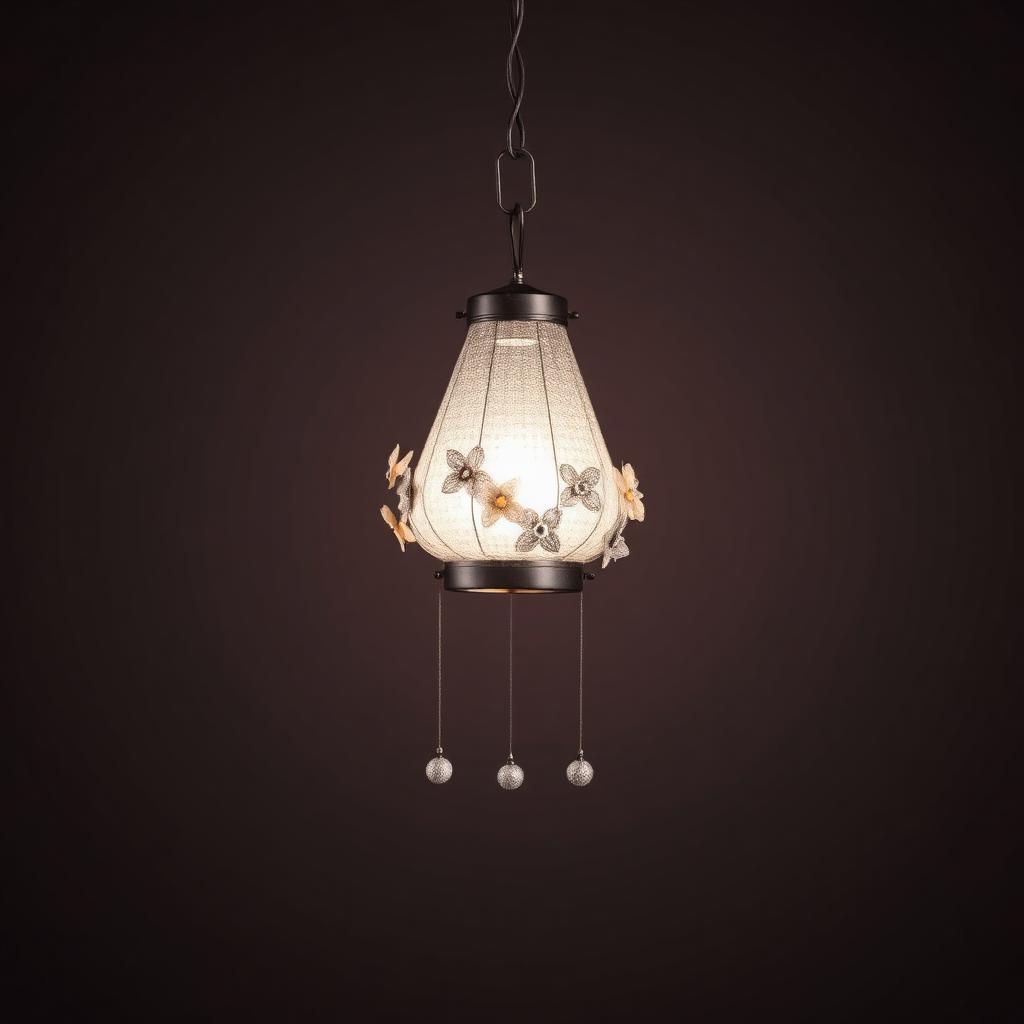 Silver Cone Lantern in Silver & Warm White