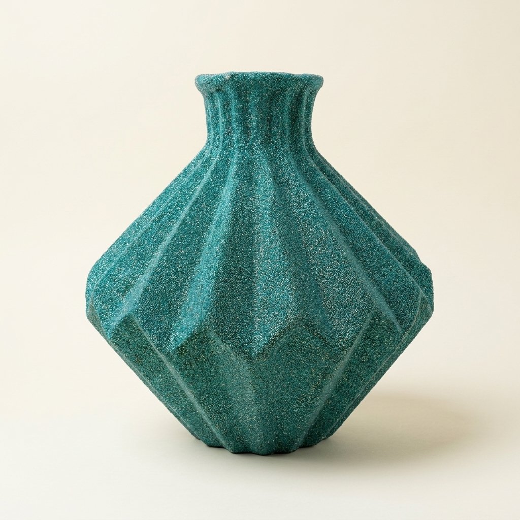 Fluted Teal Sparkle Vase