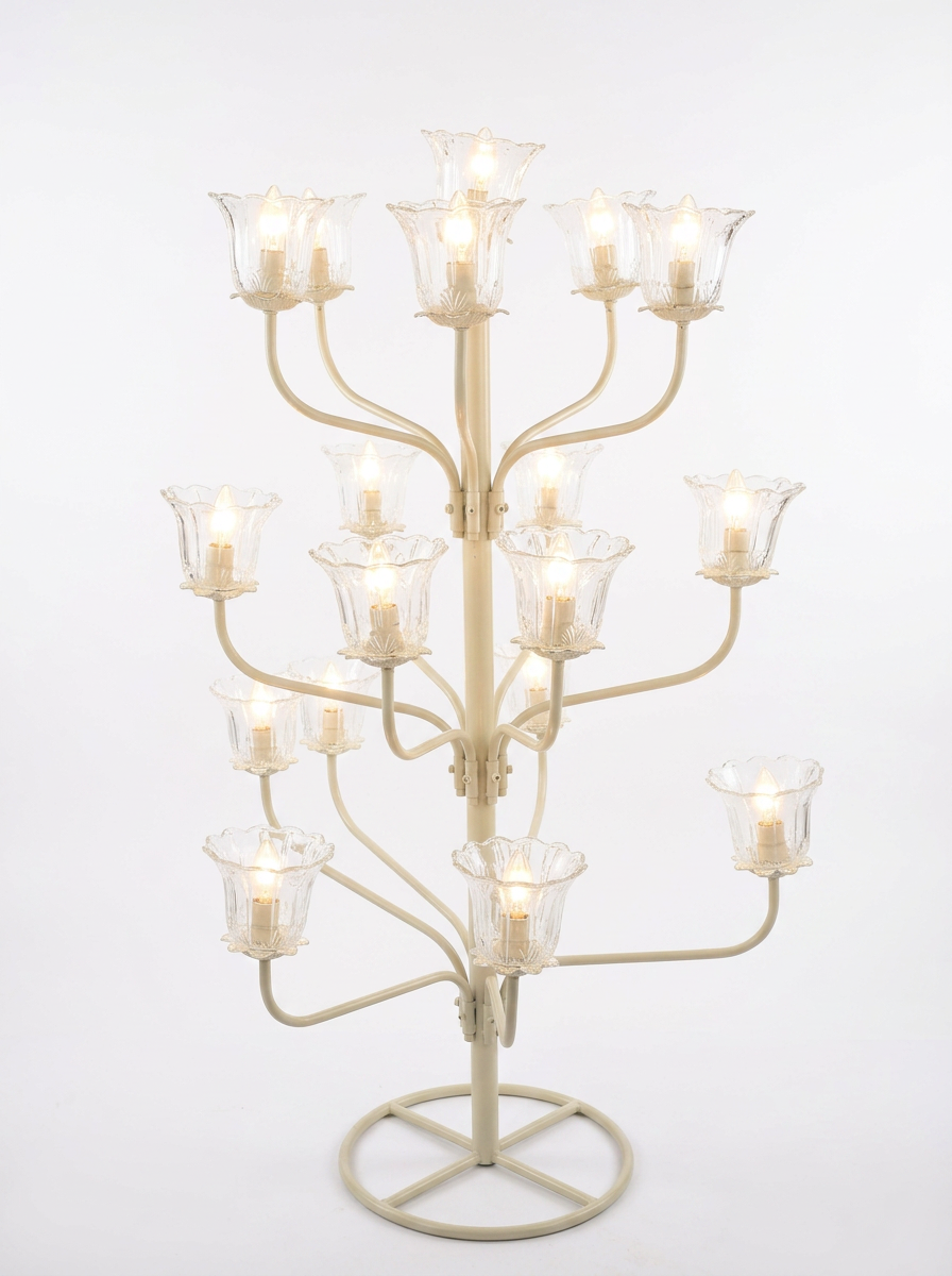 White Tulip Glass Candelabra Tree