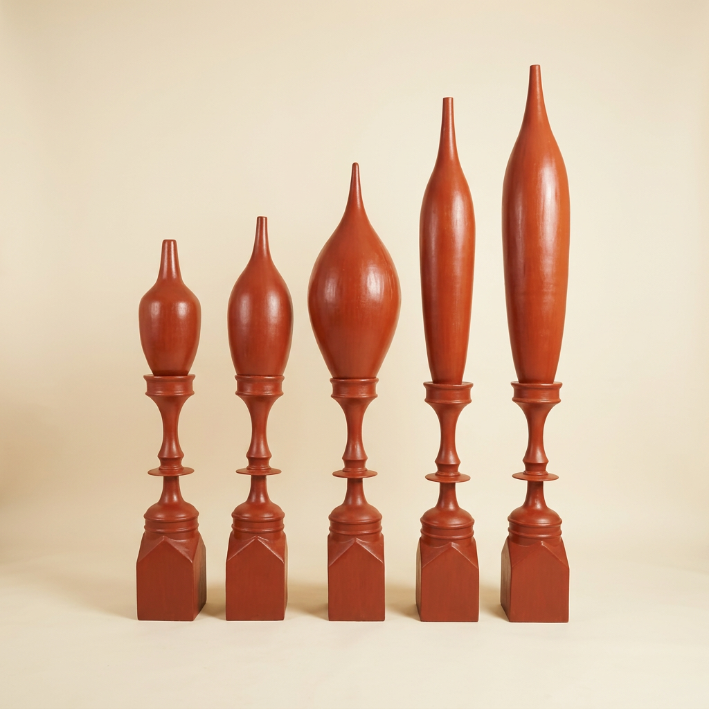 Finial Vase Set in Terracotta