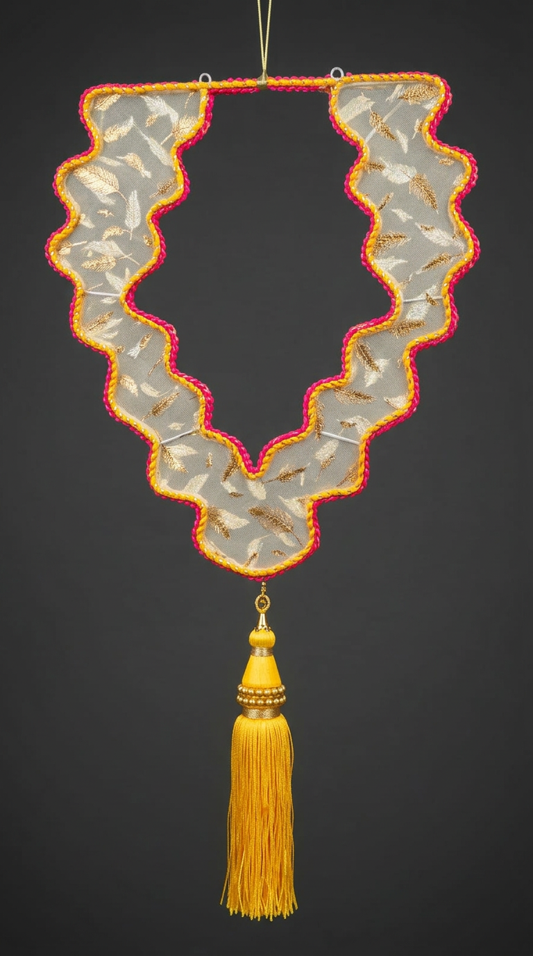 Scalloped Tassel Garland in Ivory & Fuchsia