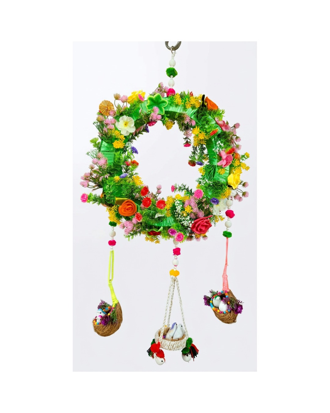 Green Floral Wreath Bird Nests