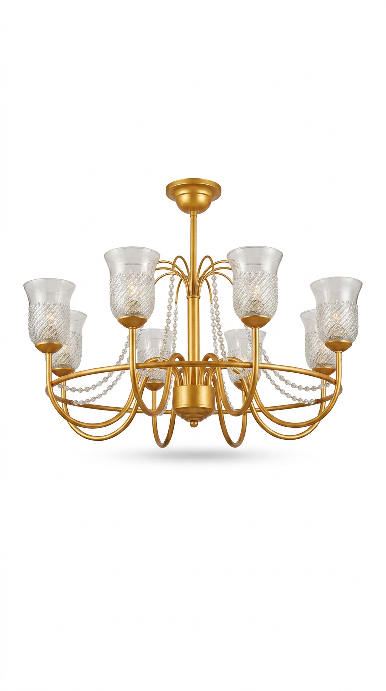 Gold Tulip Glass Chandelier