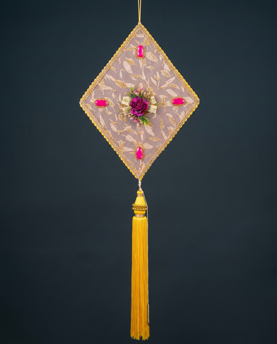 Rose Tassel Hanging in Blush & Gold