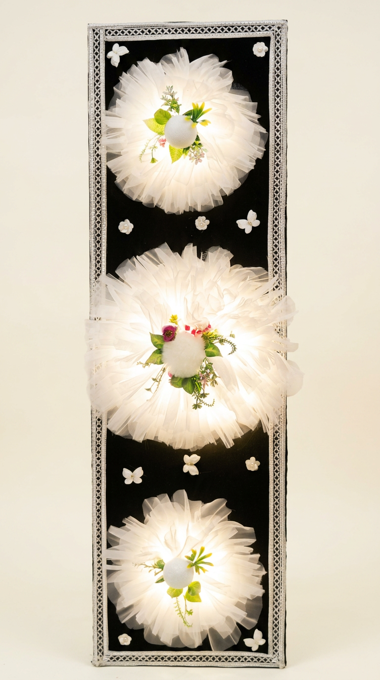 Lit Bloom Panel in Onyx & Pearl White